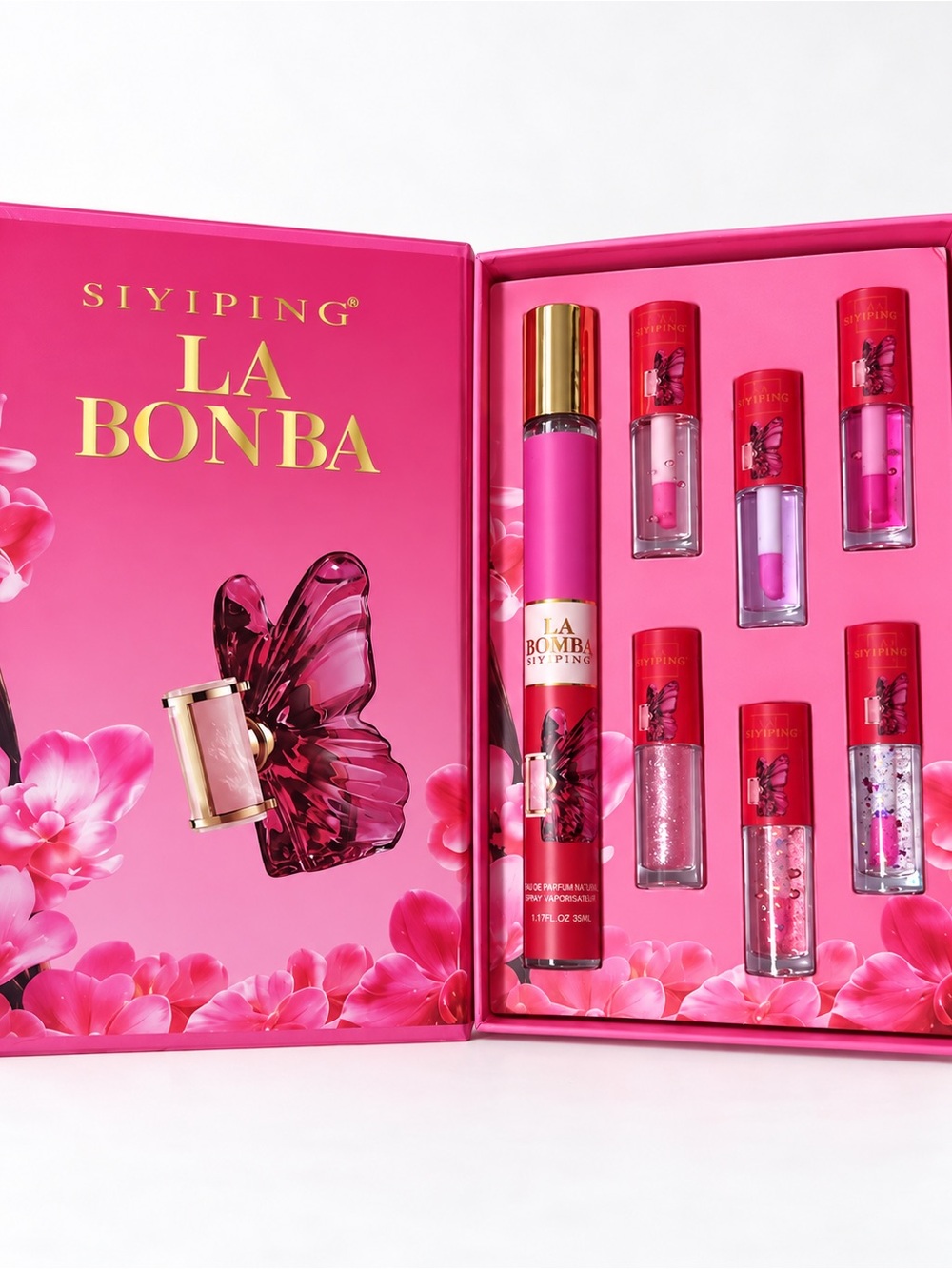 La Bonba Pink Lip Gloss & Fragrance Gift Set
